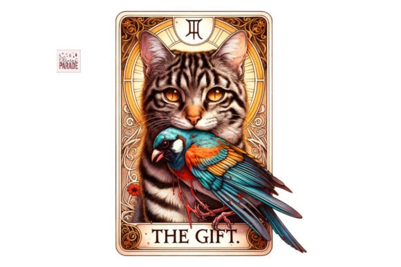 Cat and Bird Tarot Card PNG Sublimation: The Gift for Designers