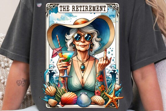 Chic Retirement Designs: The Funny Old Lady Tarot PNG
