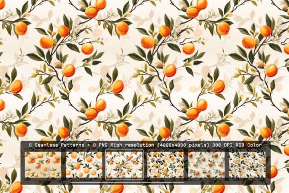 Infuse Your Brand with the Warmth of 8 Apricot Array Seamless Patterns