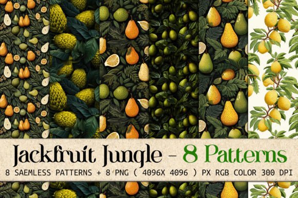 Jackfruit Jungle: 8 Vibrant Seamless Patterns for Modern Design