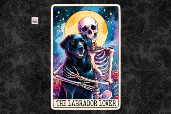 Labrador Lover Dog Tarot PNG Skeleton: Instant Design Magic
