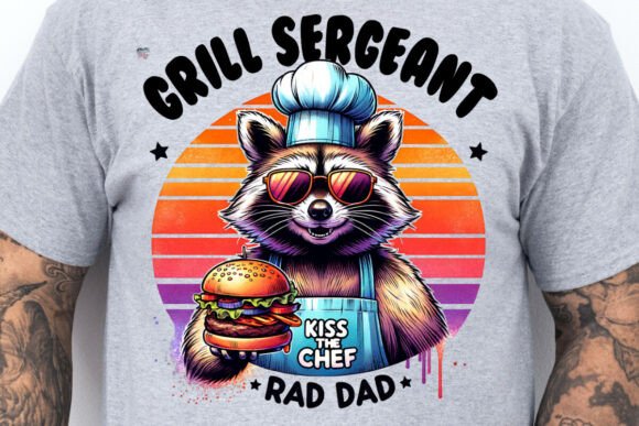 Rad Dad Raccoon Grill Sergeant PNG: Hilarious BBQ Dad Design
